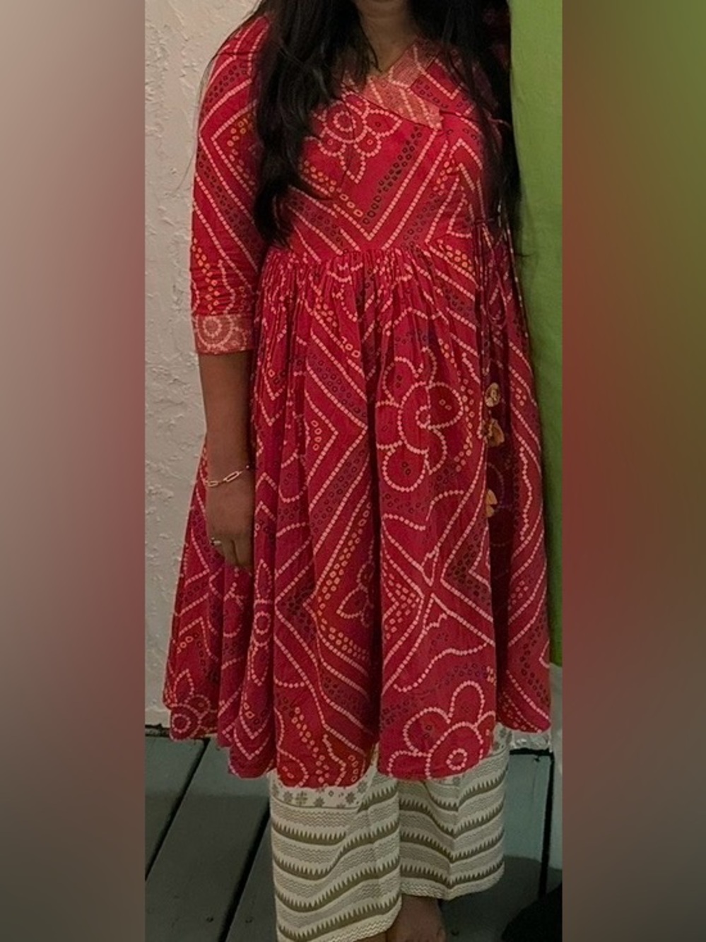 Red Printed Midi Dress